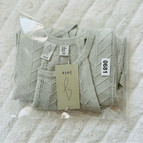 NWT Joie Ivory Shevron Knitted Metallic High Neck Dress Sz XS Festive Holidays - Picture 14 of 14